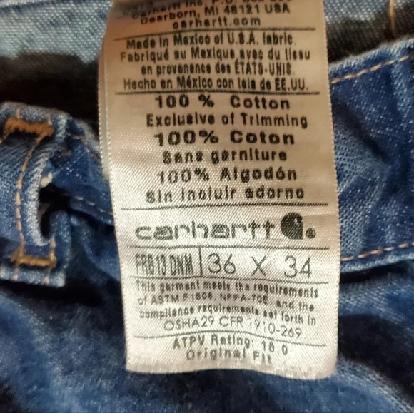 Carhartt FRB13 DNM FR Flame Resistant Jeans Mens Size 36X34 Distressed Gorpcore - Picture 10 of 12